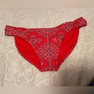 Old Navy NWT red white black bandanna print ruched booty bikini bottoms. Sz XL.